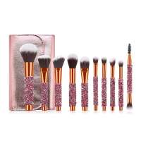 Hot Selling 10pcs sparkling diamond makeup brush with bag concealer brush eyeshadow brush beauty tools