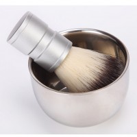 High quality double layer stainless steel shaving brush and bowl soap mug bowl